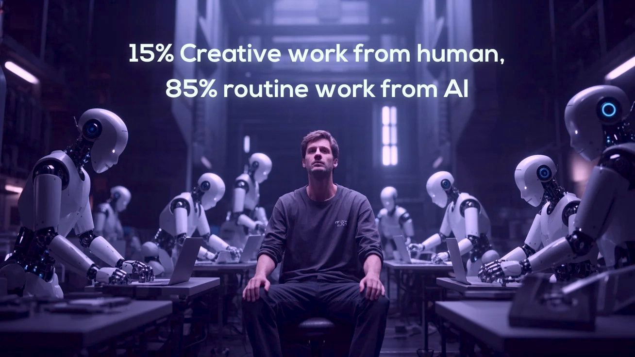 15% Creative work from human, 85% routine work from AI